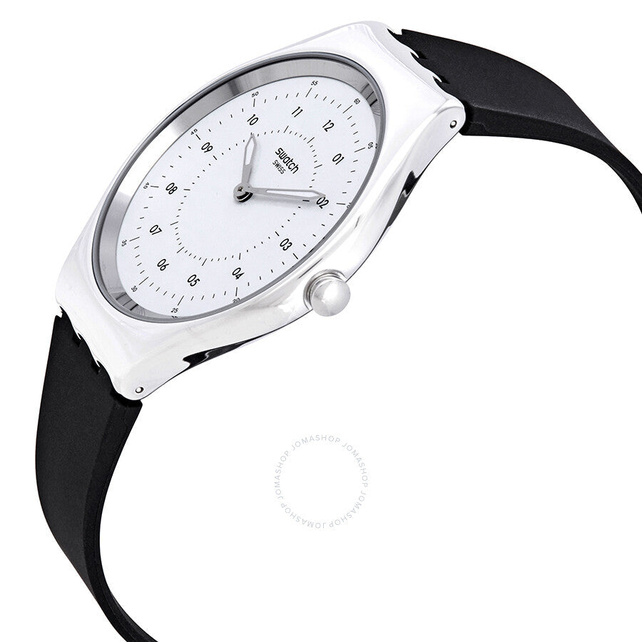 Swatch Skinnoiriron White Dial Black Rubber Unisex Watch SYXS100 - The Watches Men & Co #2