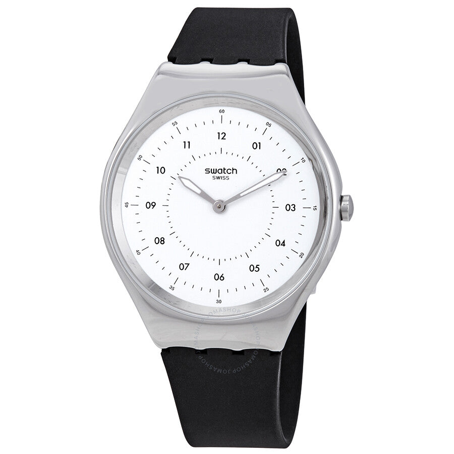 Swatch Skinnoiriron White Dial Black Rubber Unisex Watch SYXS100 - Dawson Watches