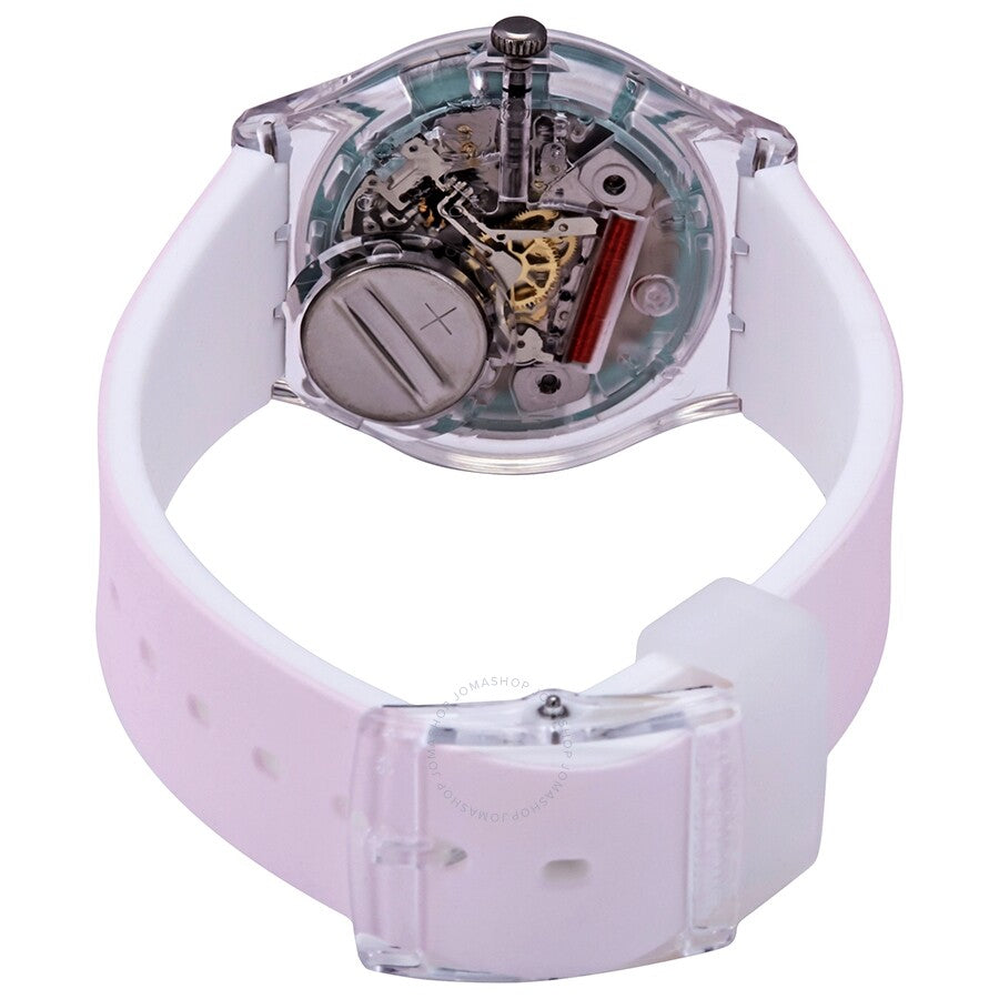 Swatch Ultrarose Quartz Ombre Dial White Pink Silicone Ladies Watch GE714 - Dawson Watches #3