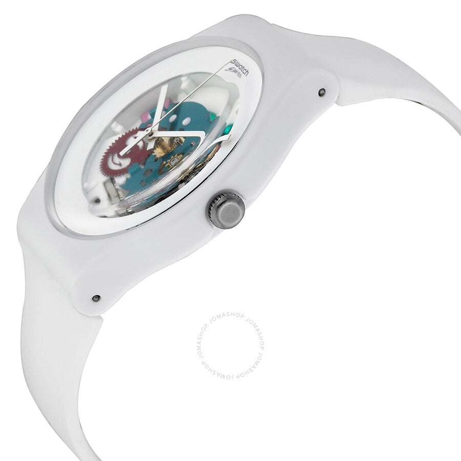 Swatch White Lacquered White Silicone Unisex Watch SUOW100 - Dawson Watches #2