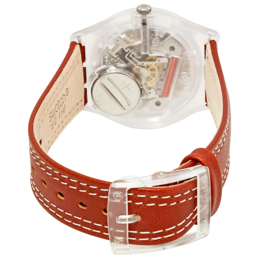 Swatch Windy Dune Blue Dial Brown Leather Ladies Watch GE709 - Dawson Watches #3
