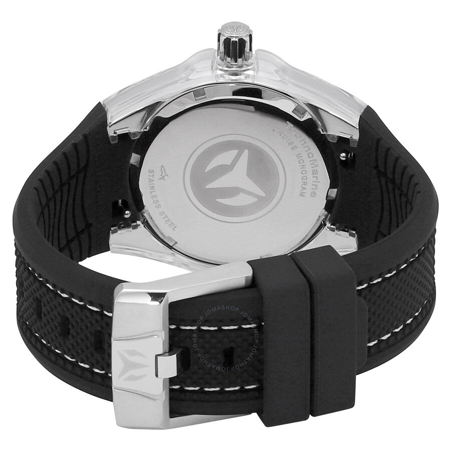 TechnoMarine Cruise Monogram Black Mother of Pearl Logo Textured Dial Black Silicone Strap Men's Watch 115212 - Dawson Watches #3
