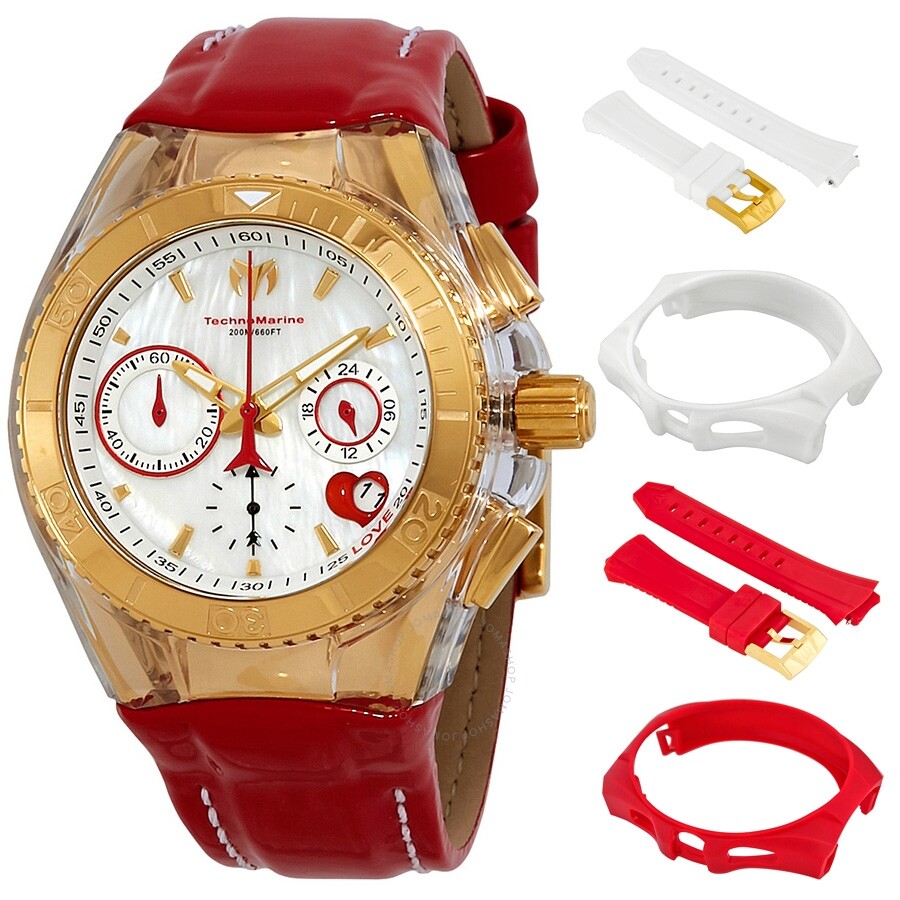 Technomarine Cruise Valentine Chronograph Quartz White Mother of Pearl Dial Ladies Watch TM-117003 - Dawson Watches
