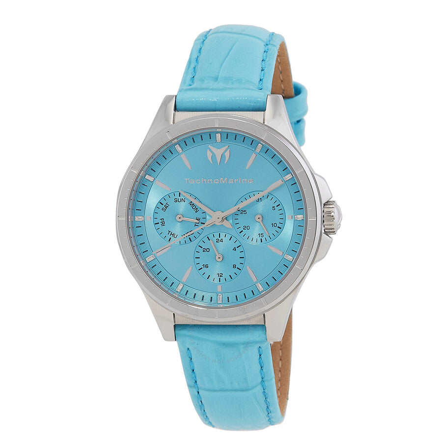 Technomarine MoonSun Date-DayQuartz Light Blue Dial Ladies Watch TM-822057 - Dawson Watches