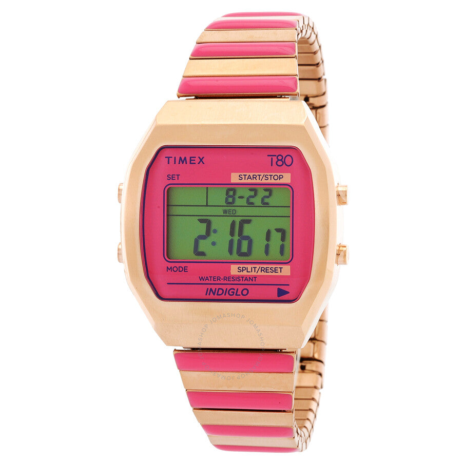 Timex 80 Quartz Digital Pink Dial Expansion Band Ladies Watch TW2W41600 - Dawson Watches