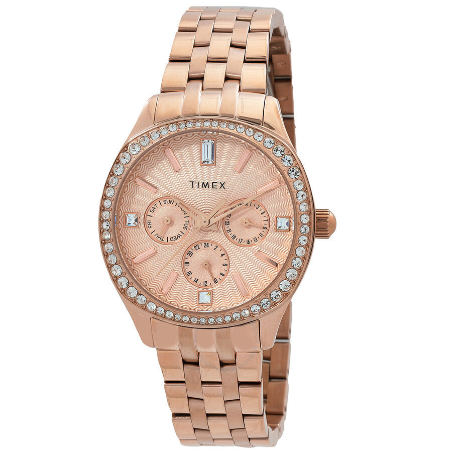Timex Ariana Multifunction Quartz Crystal Rose Gold Dial Ladies Watch TW2W17800 - Dawson Watches