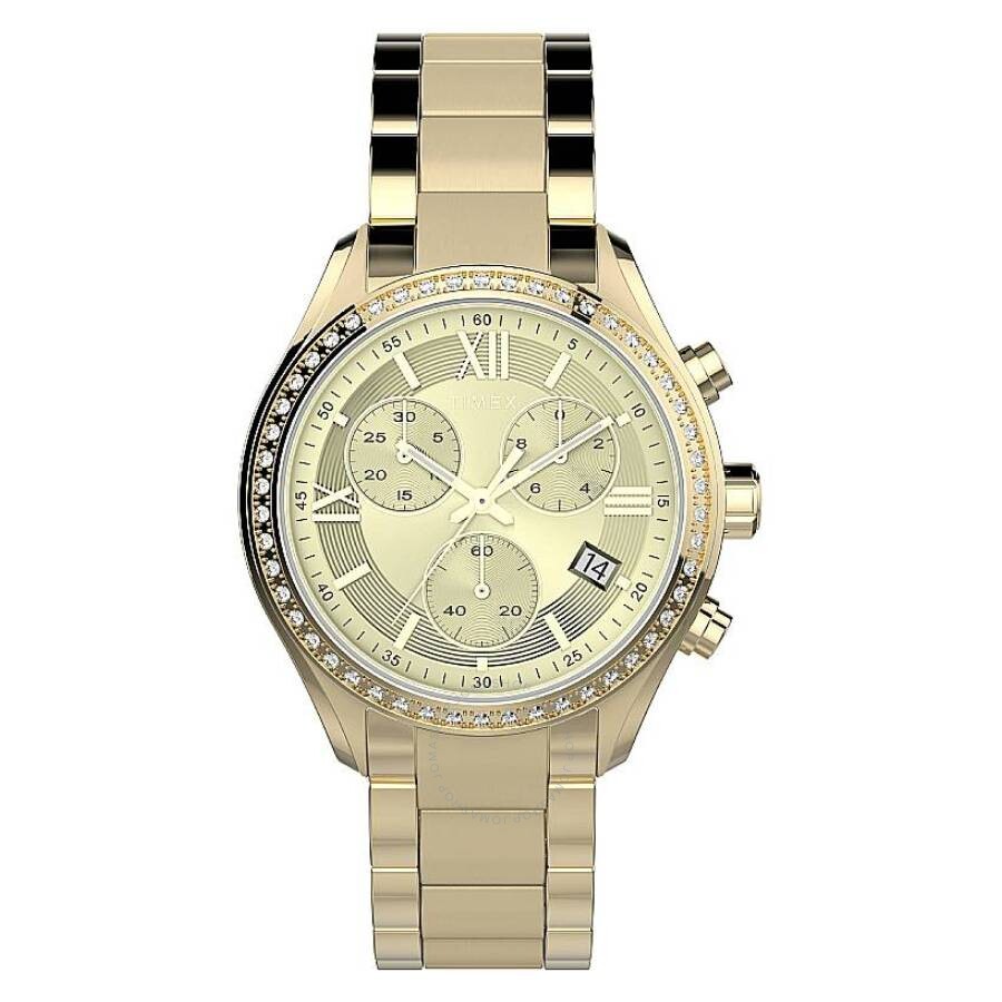 Timex Chronograph Quartz Crystal Gold Dial Ladies Watch TW2V57800 - Dawson Watches