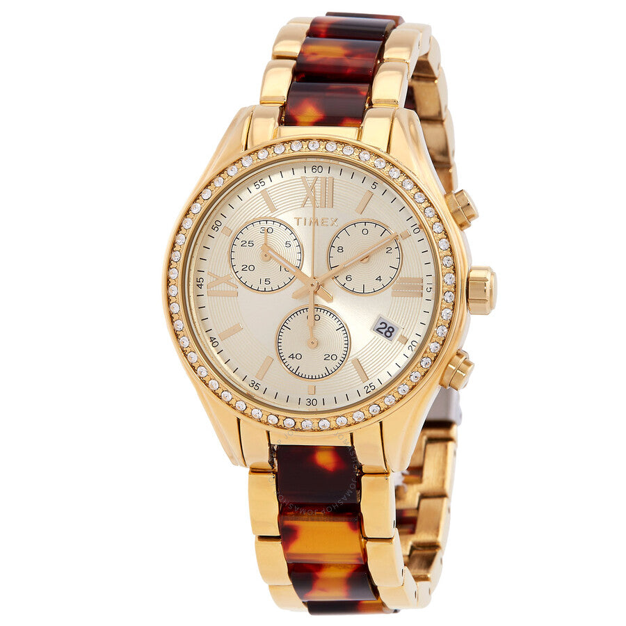 Timex Classic Chronograph Quartz Gold Dial Ladies Watch TW2V74800 - Dawson Watches
