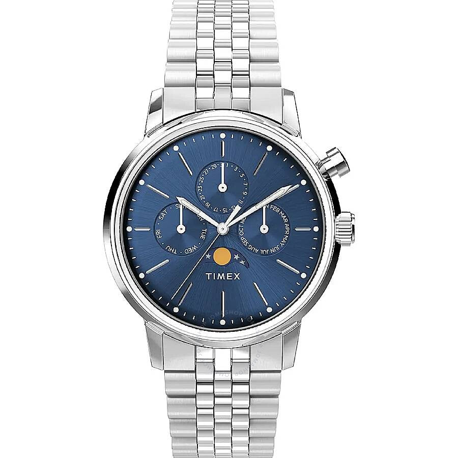 Timex Marlin Quartz Moon Phase Blue Dial Watch TW2W51300JR - Dawson Watches