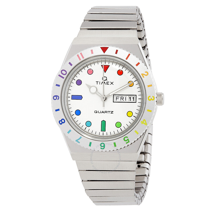 Timex Q Rainbow Quartz Silver Dial Expansion Band Ladies Watch TW2V66000 - Dawson Watches