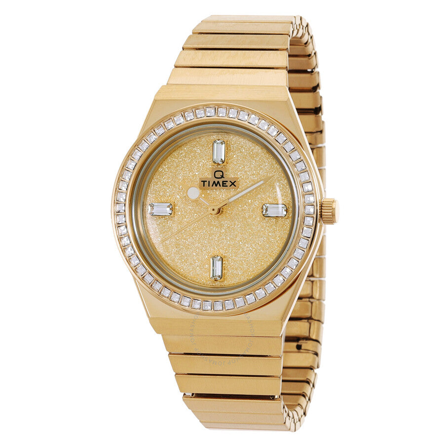 Timex Q Timex Quartz Crystal Gold Dial Ladies Watch TW2W10500 - Dawson Watches