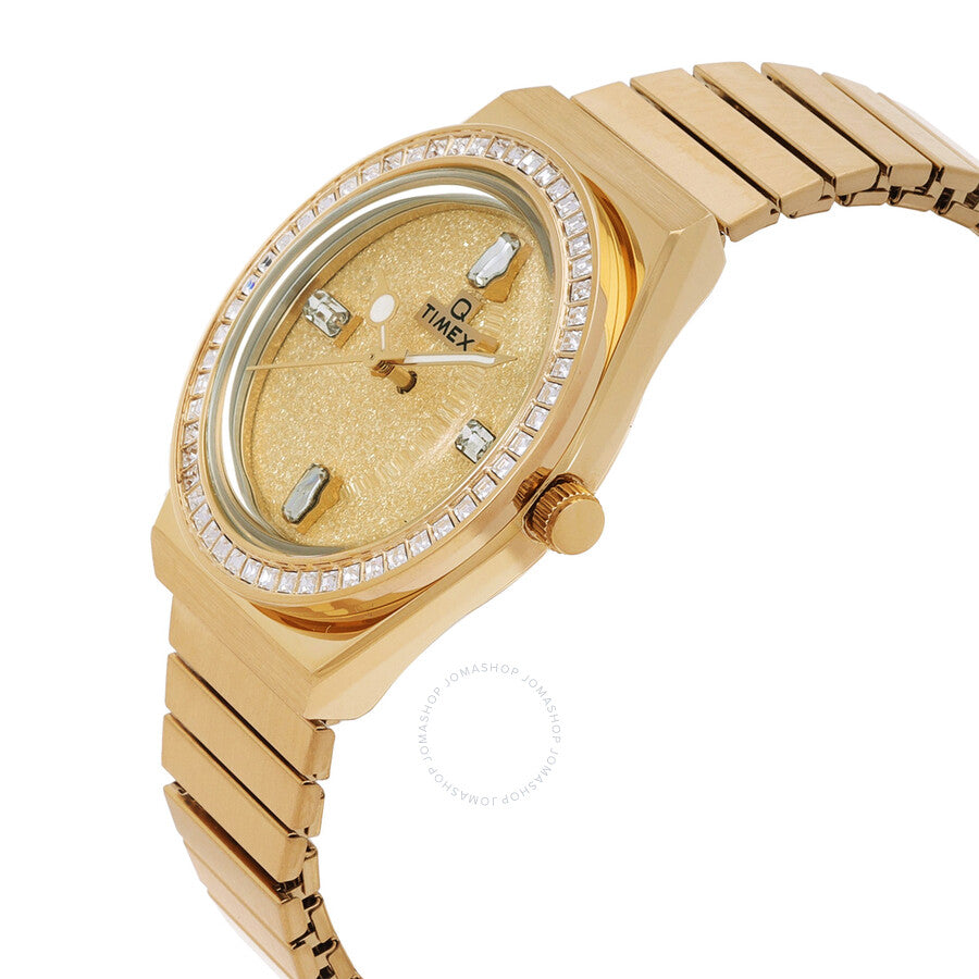 Timex Q Timex Quartz Crystal Gold Dial Ladies Watch TW2W10500 - Dawson Watches #2