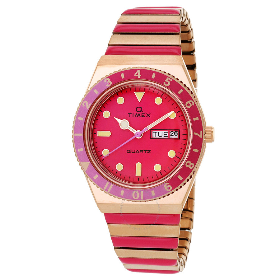 Timex Q Timex Quartz Pink Dial Expansion Band Ladies Watch TW2W41000 - Dawson Watches
