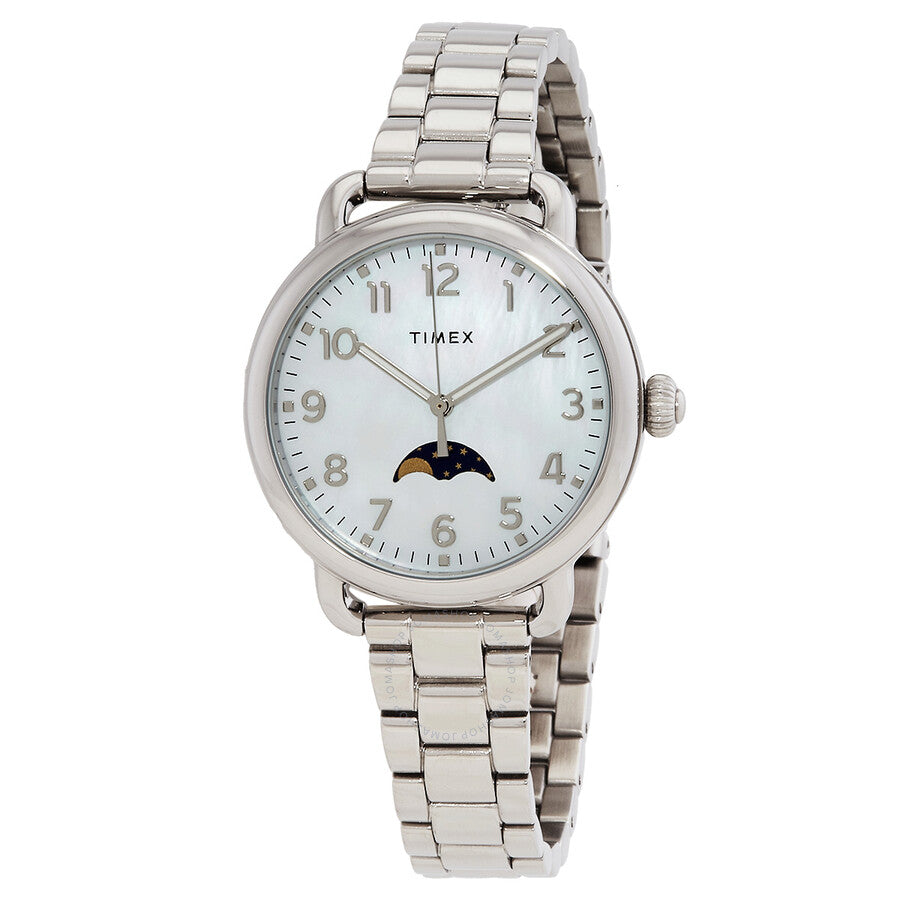Timex Standard Moonphase Quartz Mother of Pearl Dial Ladies Watch TW2U98300 - Dawson Watches