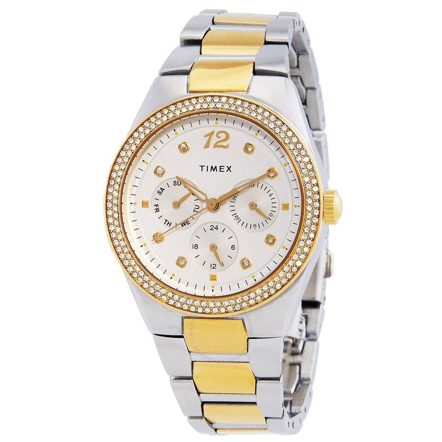 Timex Trend Simone Quartz Crystal White Dial Ladies Watch TW2V80300 - Dawson Watches