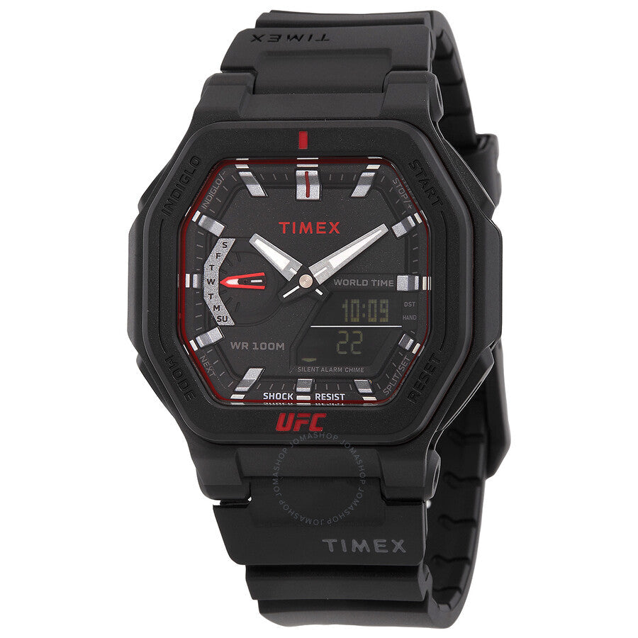 Timex UFC Colossus Alarm World Time Quartz Analog-Digital Black Dial Men's Watch TW2V55200 - Dawson Watches