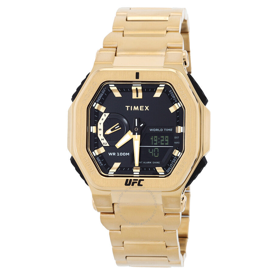 Timex UFC Colossus Alarm World Time Quartz Analog-Digital Black Dial Men's Watch TW2V84500 - Dawson Watches