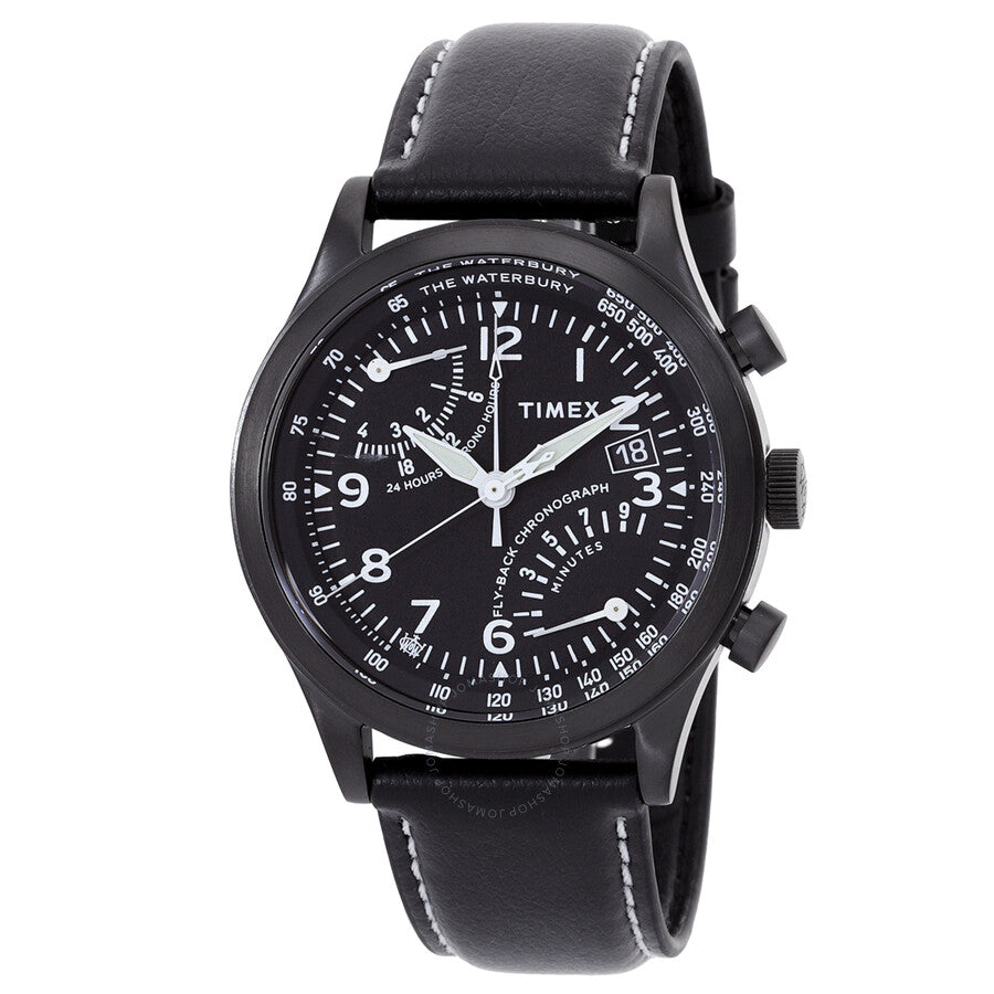Timex Waterbury Chronograph GMT Quartz Black Dial Men's Watch TW2W48000 - Dawson Watches