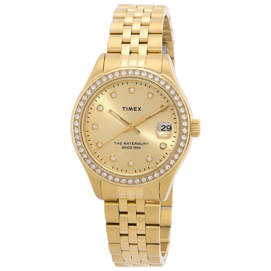 Timex Waterbury Traditional Quartz Crystal Gold Dial Watch TW2U53800 - Dawson Watches