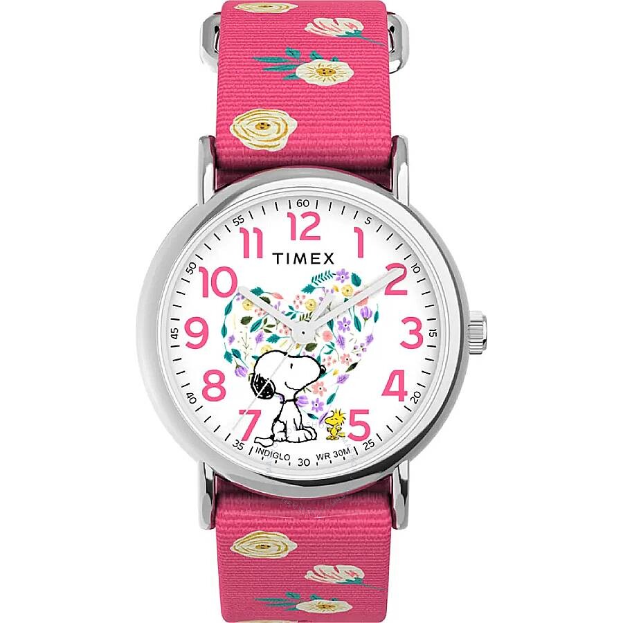 Timex X Peanuts Weekender Floral Quartz White Dial Ladies Watch TW2W83100JT - Dawson Watches