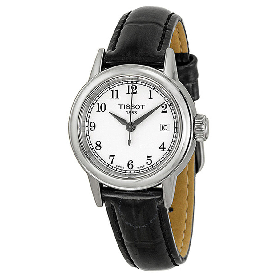 Tissot Carson White Dial Black Leather Ladies Watch T0852101601200 - Dawson Watches