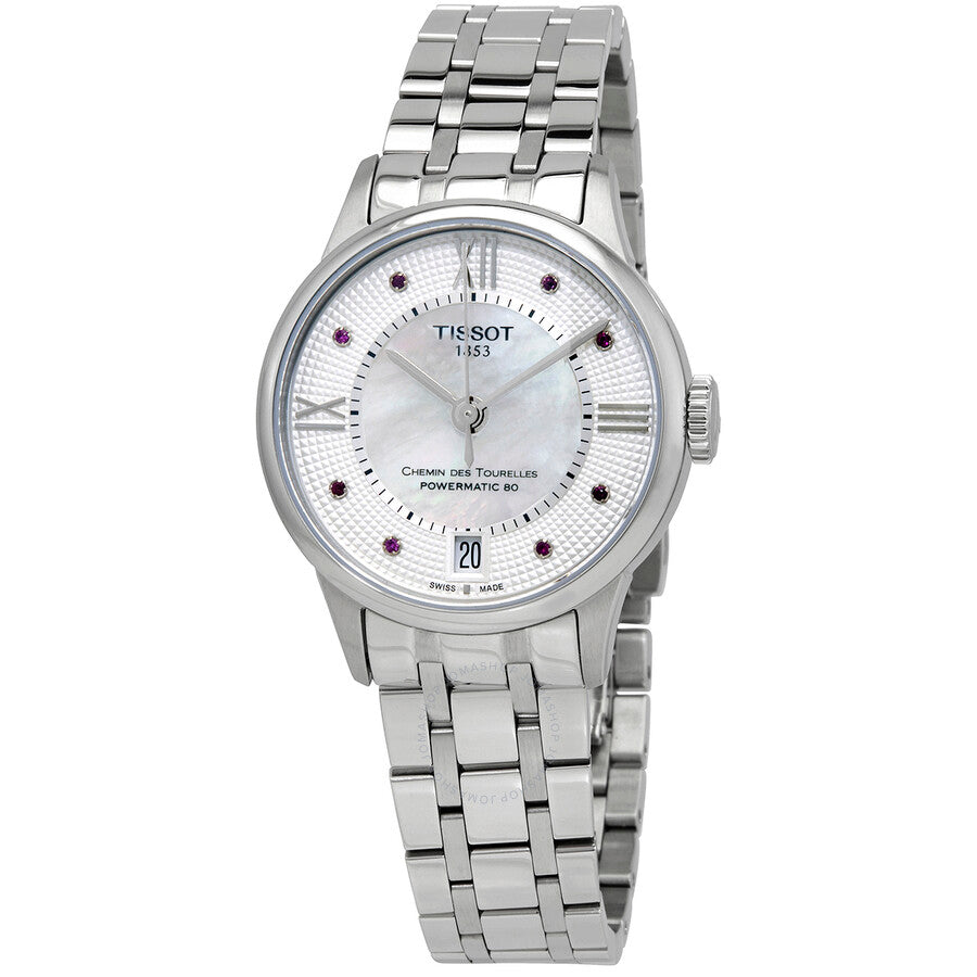 Tissot Chemin Des Tourelles White Mother of Pearl Rubies Dial Ladies Watch T099.207.11.113.00 - Dawson Watches
