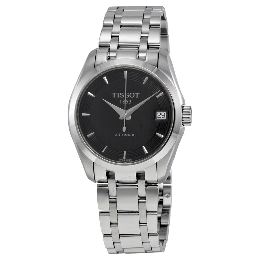 Tissot Couturier Automatic Black Dial Stainless Steel Ladies Watch T0352071105100 - Dawson Watches
