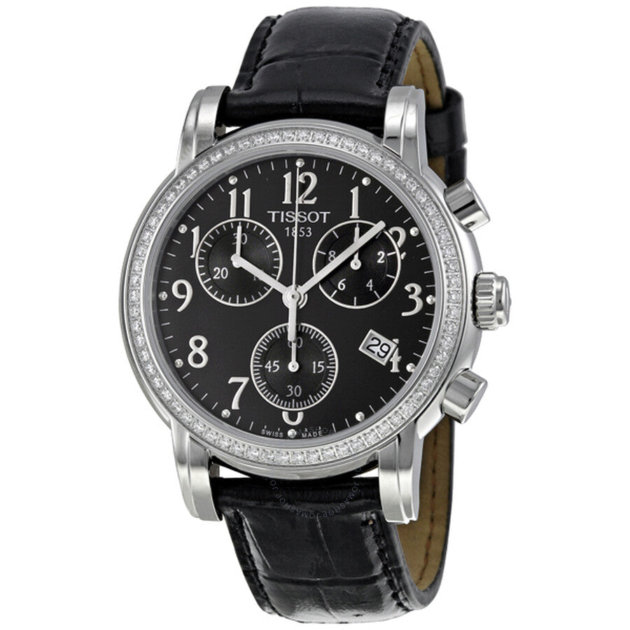 Tissot Dressport Chronograph Black Leather Ladies Watch T0502171605201 - Dawson Watches