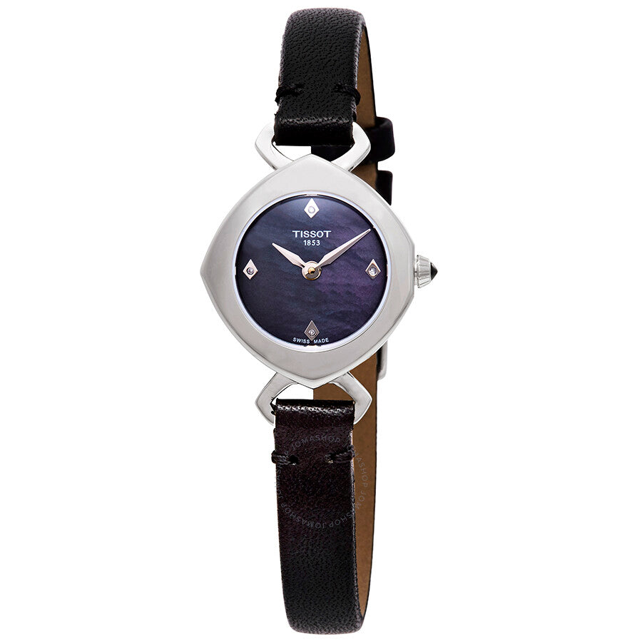 Tissot Femini-T  Mother of Pearl Dial Ladies Black Leather Watch T113.109.16.126.00 - Dawson Watches
