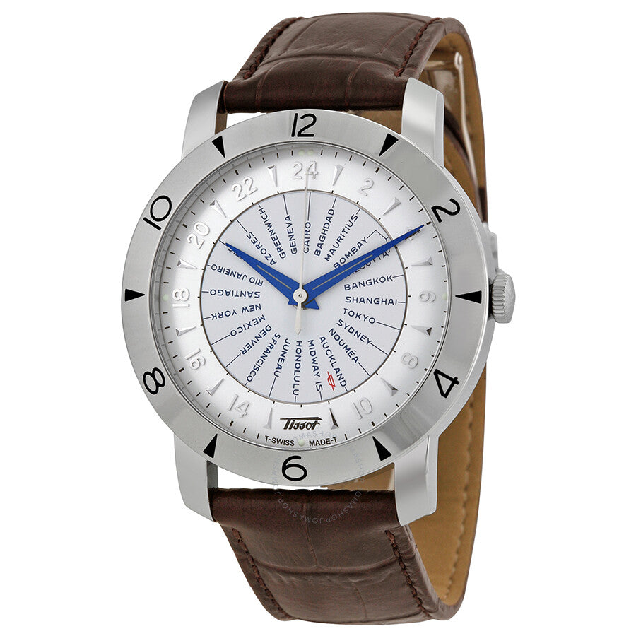 Tissot Heritage Navigator Silver Dial Brown Leather Men's Watch T0786411603700 - Dawson Watches
