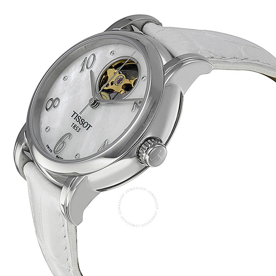 Tissot Lady Heart Automatic Mother of Pearl Dial White Leather Ladies Watch T050.207.16.116.00 - Dawson Watches #2