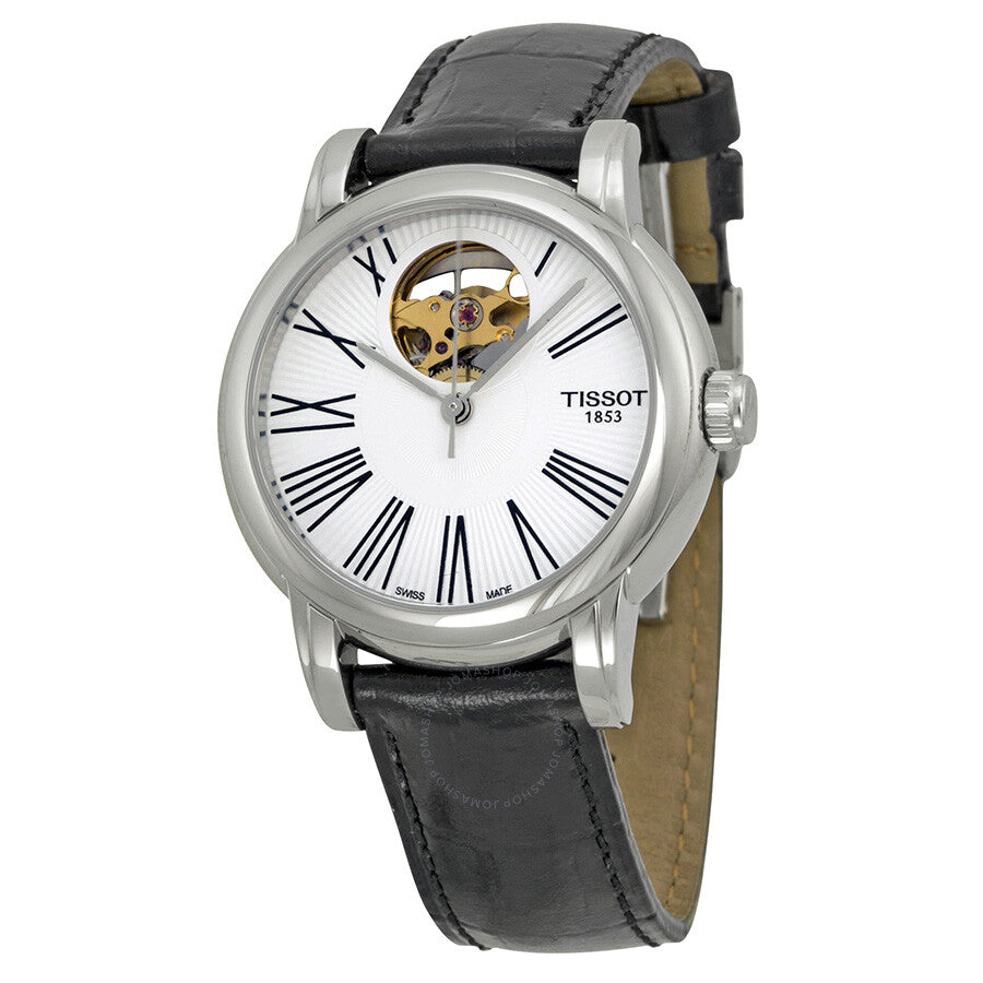 Tissot Lady Heart Silver Dial Automatic Black Leather Ladies Watch T050.207.16.033.00 - Dawson Watches