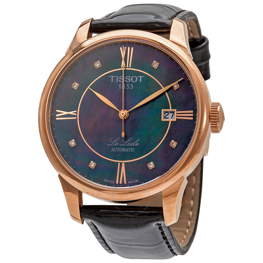 Tissot Le Locle Automatic Black Mother of Pearl Diamond Dial Men's Watch T41642396 - Dawson Watches