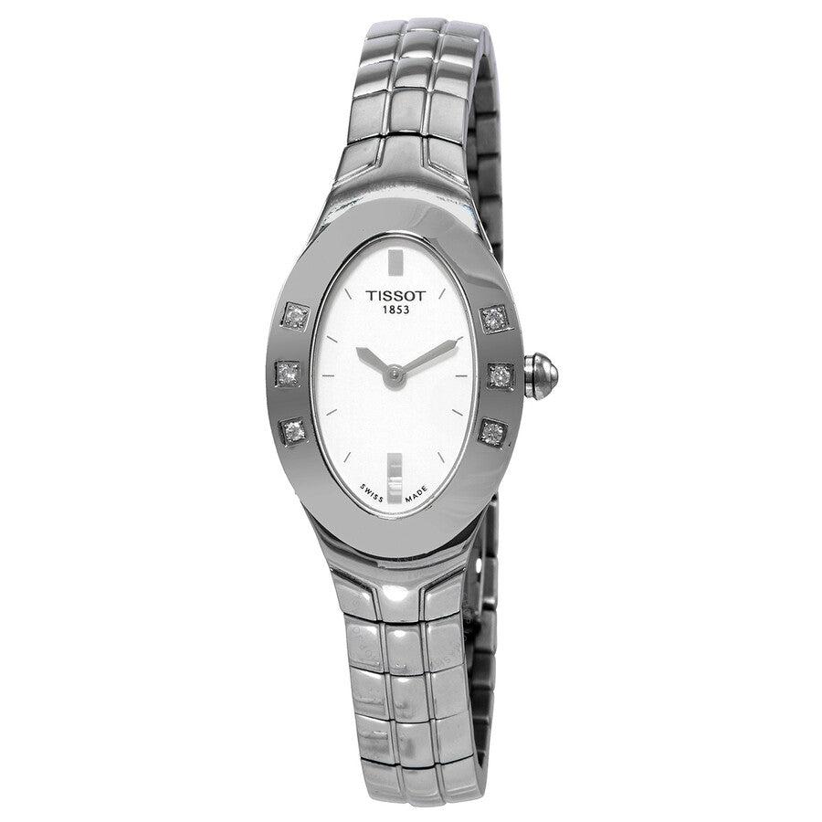 Tissot Oval-T Quartz Diamond Silver Dial Ladies Watch T47.1.485.31 - Dawson Watches