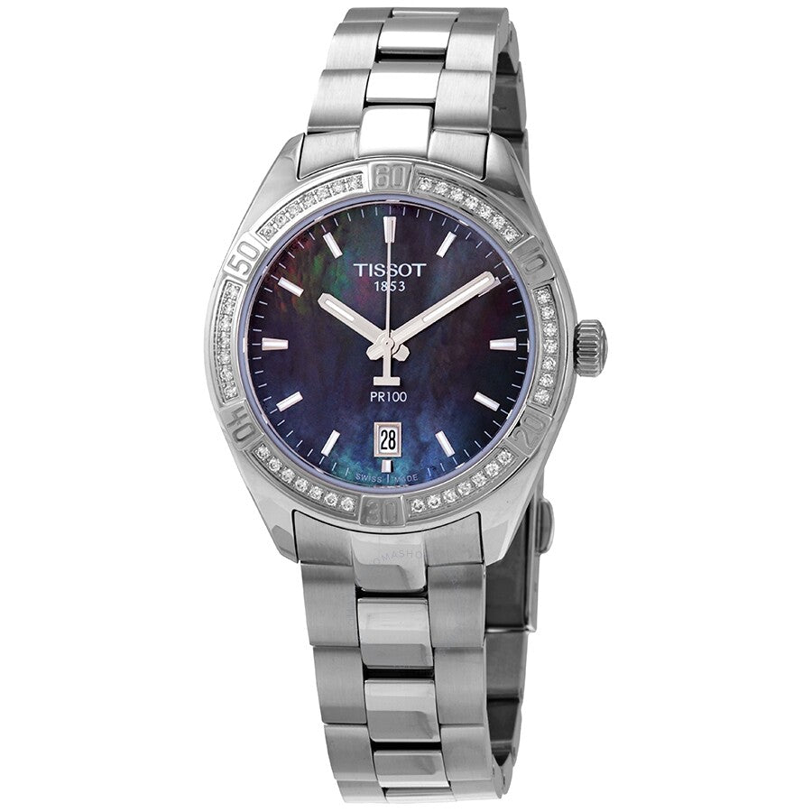Tissot PR 100 Black Mother of Pearl Dial Ladies Watch T101.910.61.121.00 - Dawson Watches