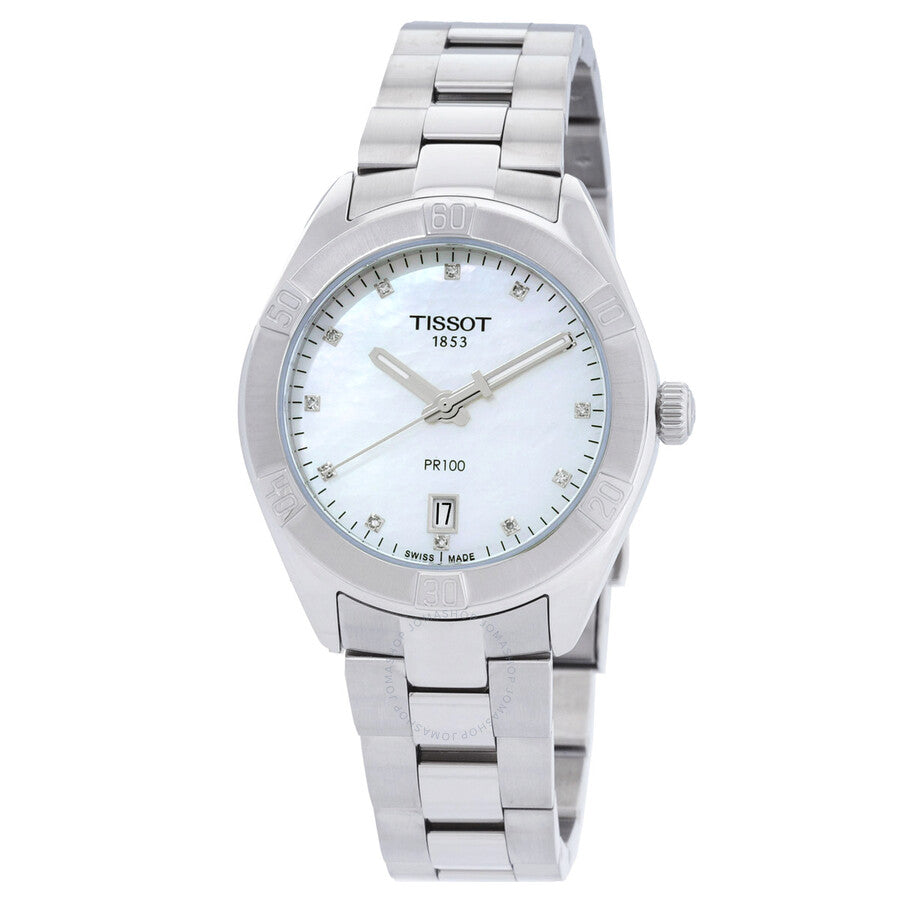 Tissot PR 100 Sport Chic Quartz Diamond White Mother of Pearl Dial Ladies Watch T101.910.11.116.00 - Dawson Watches