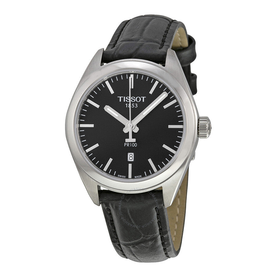 Tissot PR100 Black Dial Black Leather Ladies Watch T1012101605100 - Dawson Watches