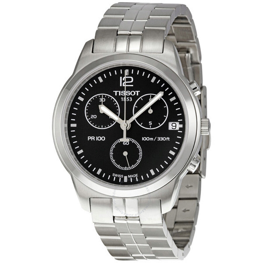 Tissot PR100 Chronograph Black Dial Men's Watch T0494171105700 - Dawson Watches