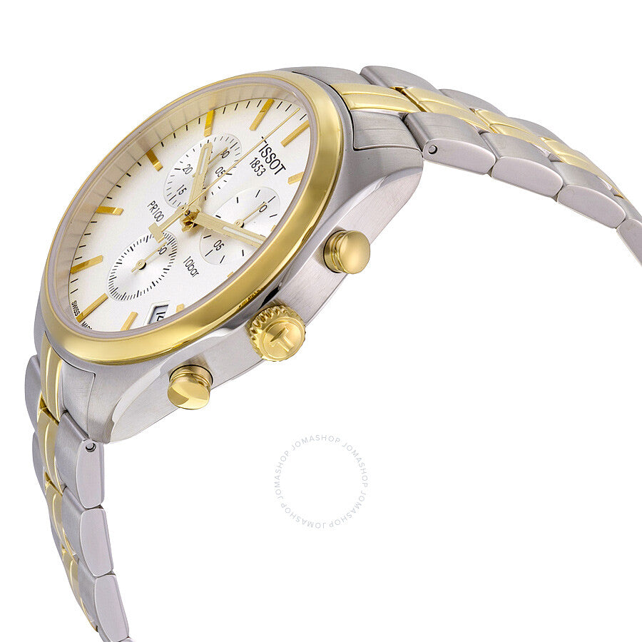 Tissot PR100 Chronograph White Dial Two-tone Men's Watch T1014172203100 - Dawson Watches #2