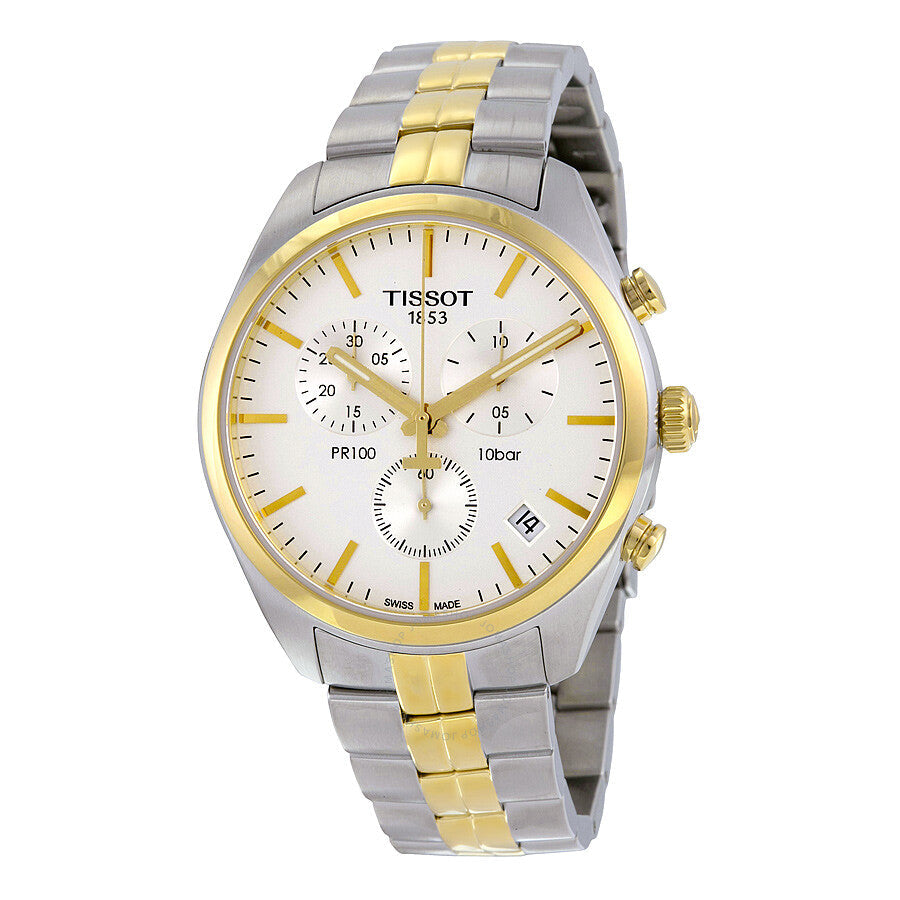 Tissot PR100 Chronograph White Dial Two-tone Men's Watch T1014172203100 - Dawson Watches