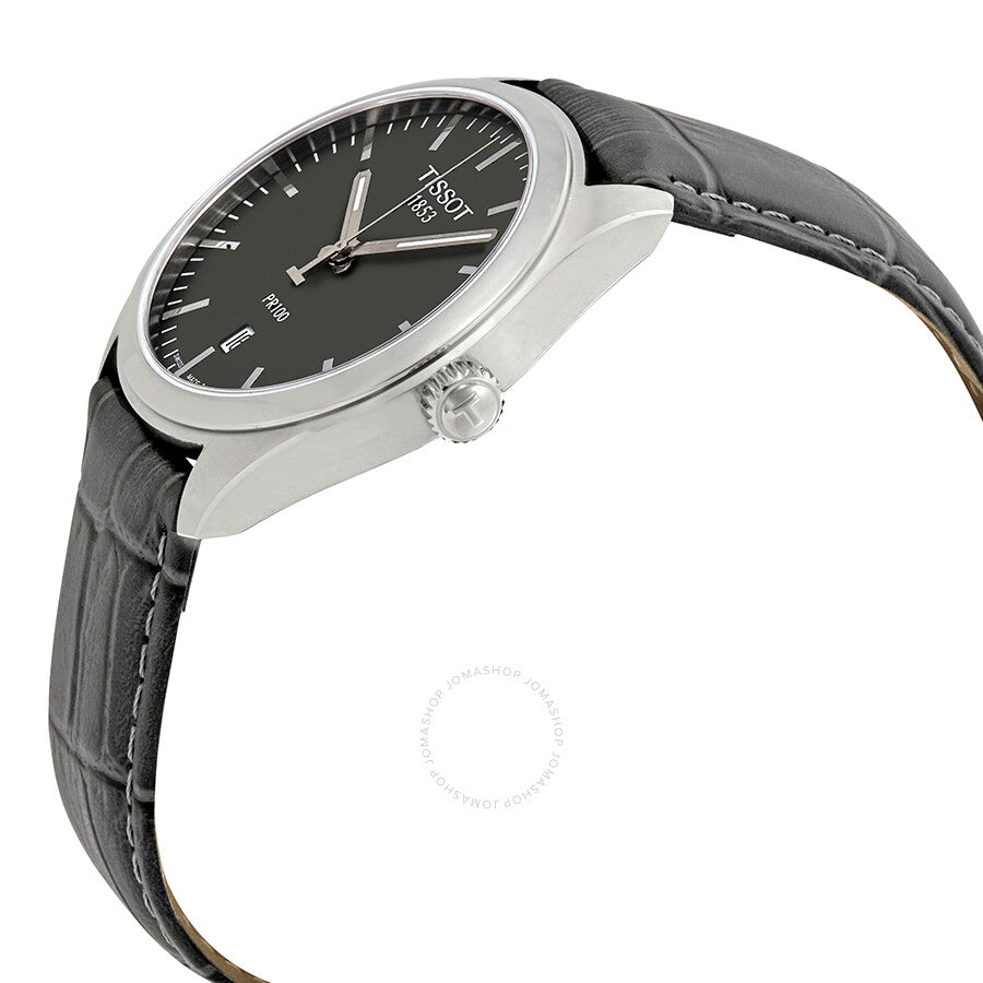Tissot PR100 Grey Dial Grey Leather Men's Watch T1014101644100 - Dawson Watches #2