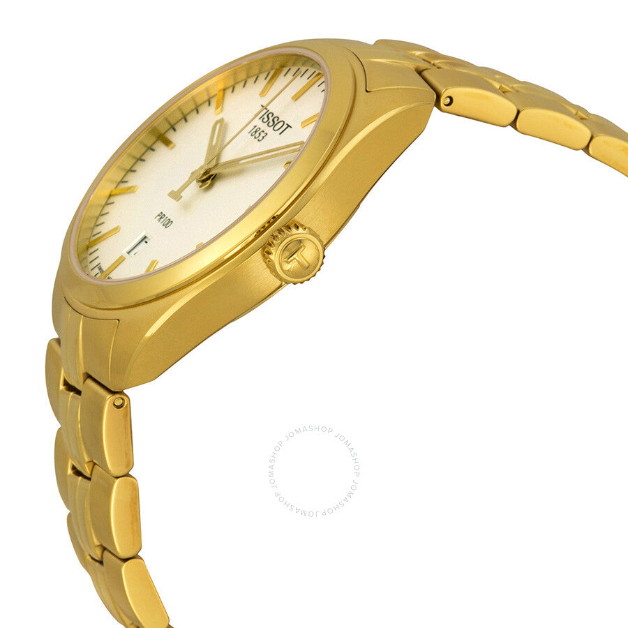 Tissot PR100 Silver Dial Gold PVD Men's Watch T1014103303100 - Dawson Watches #2