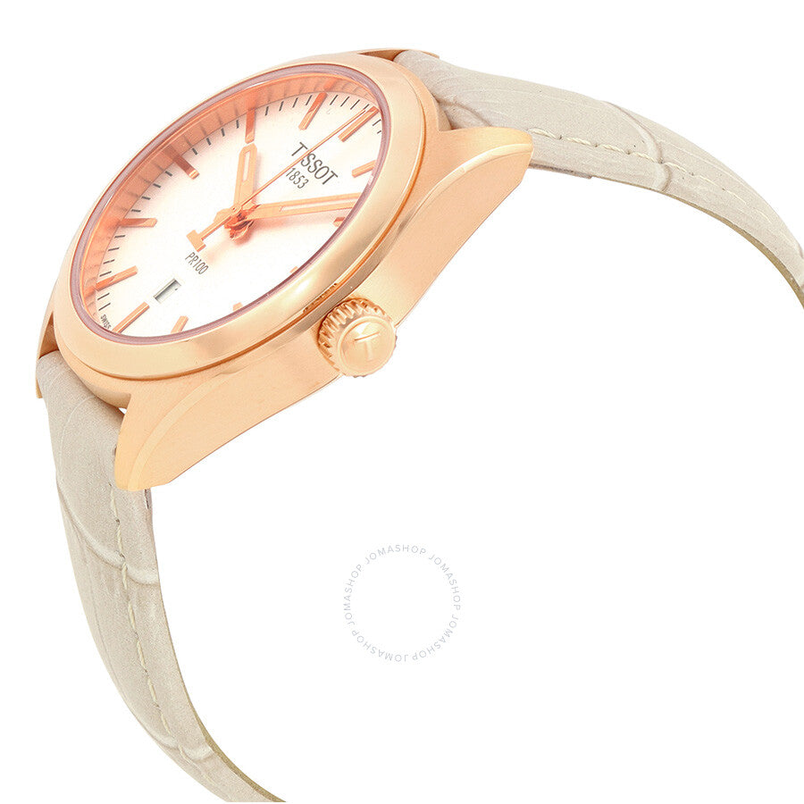 Tissot PR100 Silver Dial White Leather Ladies Watch T101.210.36.031.00 - Dawson Watches #2