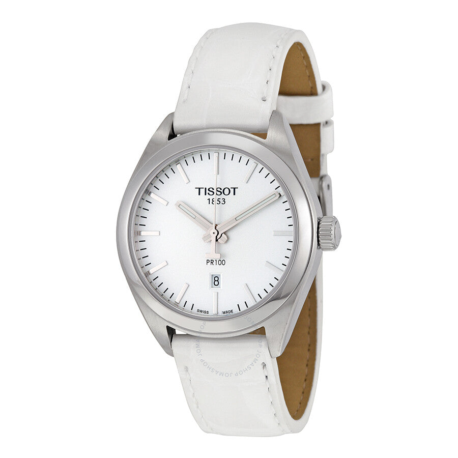 Tissot PR100 White Dial White Leather Ladies Watch T1012101603100 - Dawson Watches