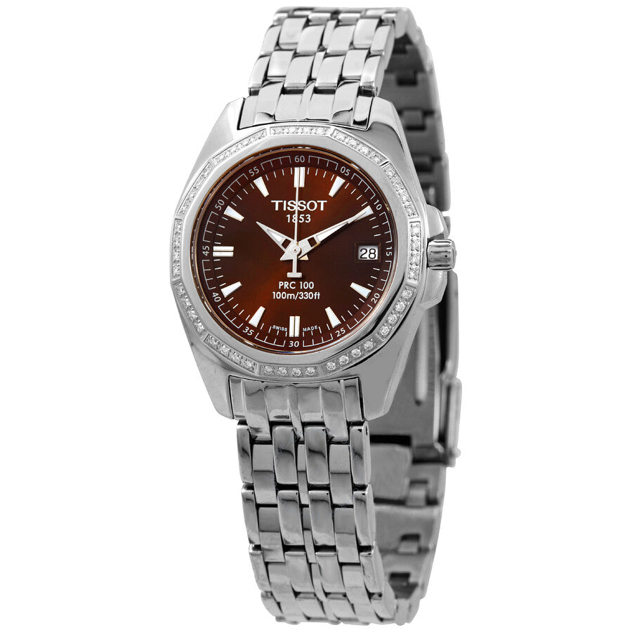Tissot PRC 100 Chronograph Quartz Brown Dial Ladies Watch T22.1.181.11 - Dawson Watches