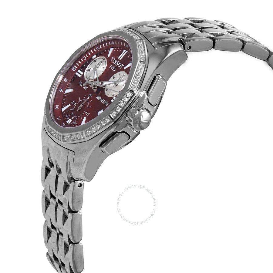 Tissot PRC 100 T-Sport Chronograph Quartz Diamond Red Dial Ladies Watch T22.1.486.81 - Dawson Watches #2