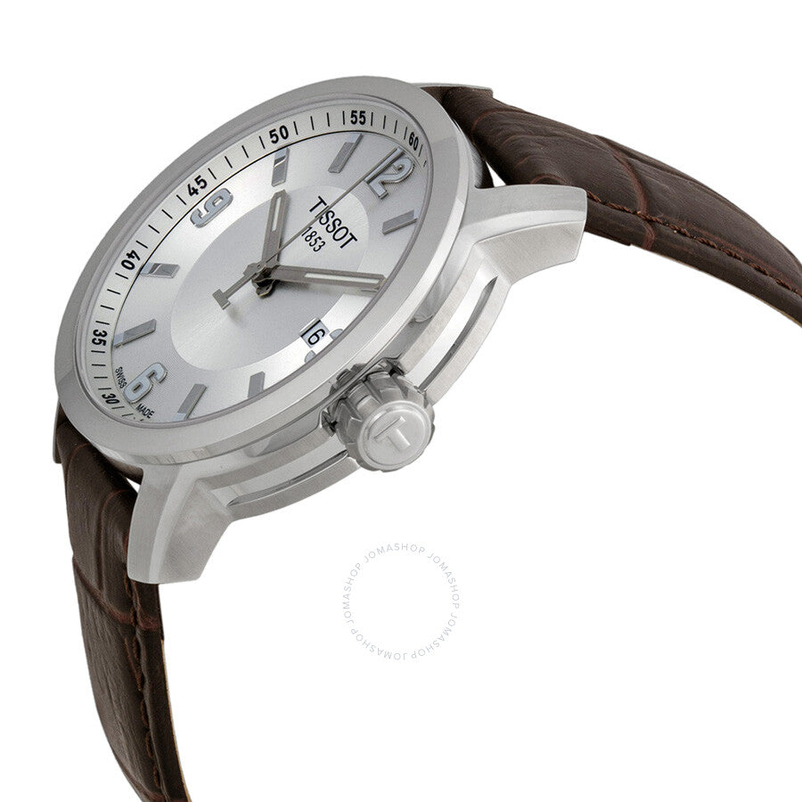 Tissot PRC 200 Quartz Silver Dial Brown Leather Men's Watch T0554101603700 - Dawson Watches #2
