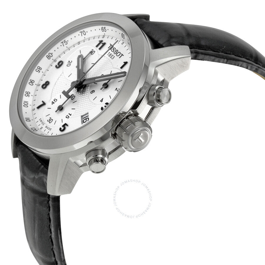Tissot PRC200 Chronograph Silver Dial Black Leather Ladies Watch T0552171603202 - Dawson Watches #2