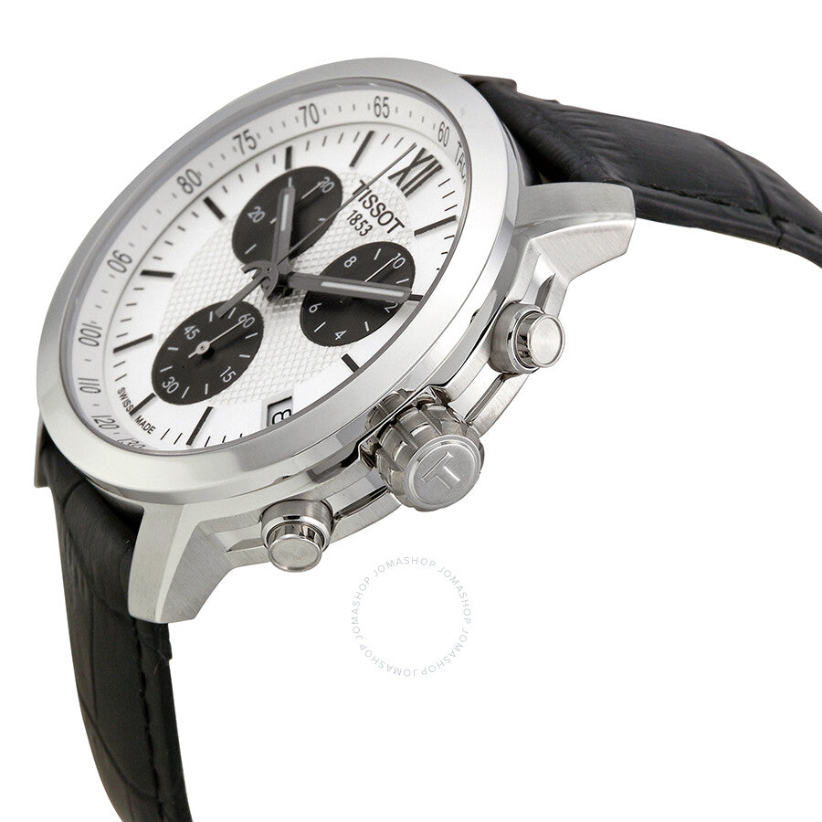 Tissot PRC200 Chronograph White Dial Black Leather Men's Watch T0554171603800 - Dawson Watches #2