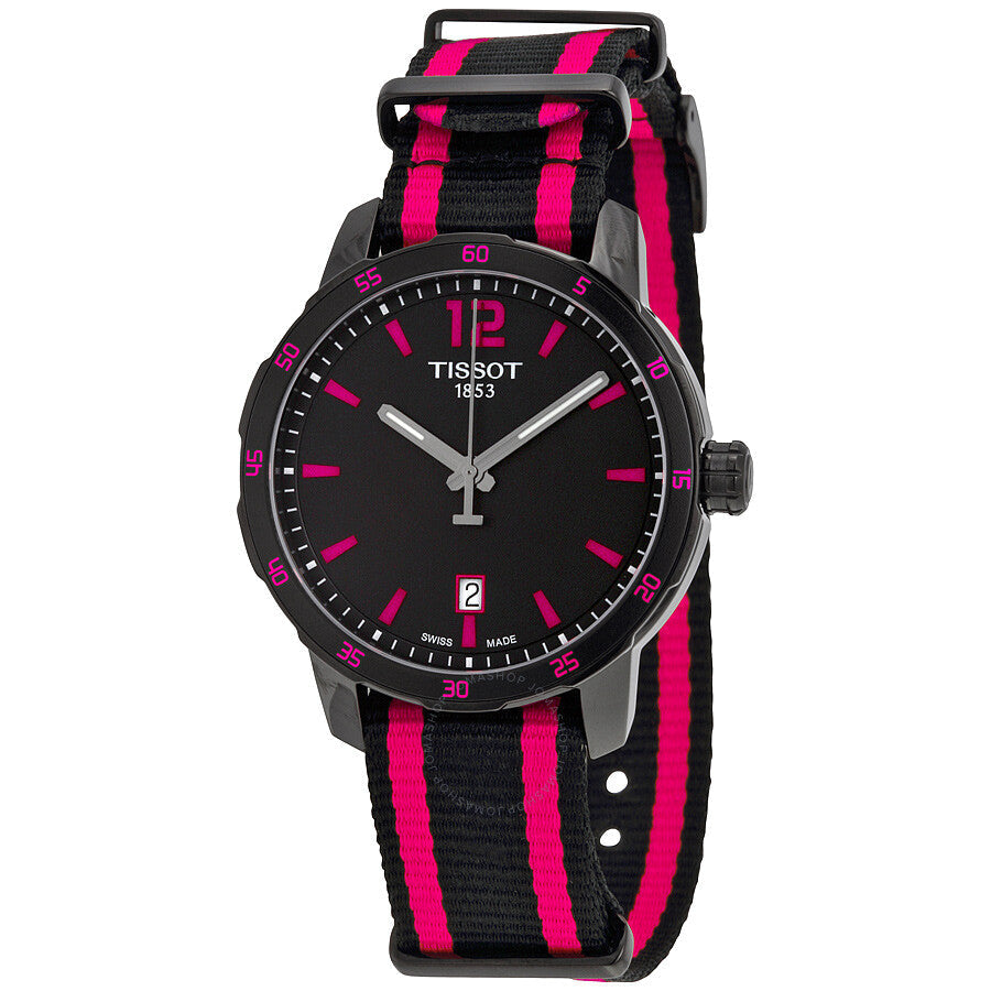 Tissot Quickster Black Dial Black and Hot Pink Nylon Ladies Watch T0954103705701 - Dawson Watches